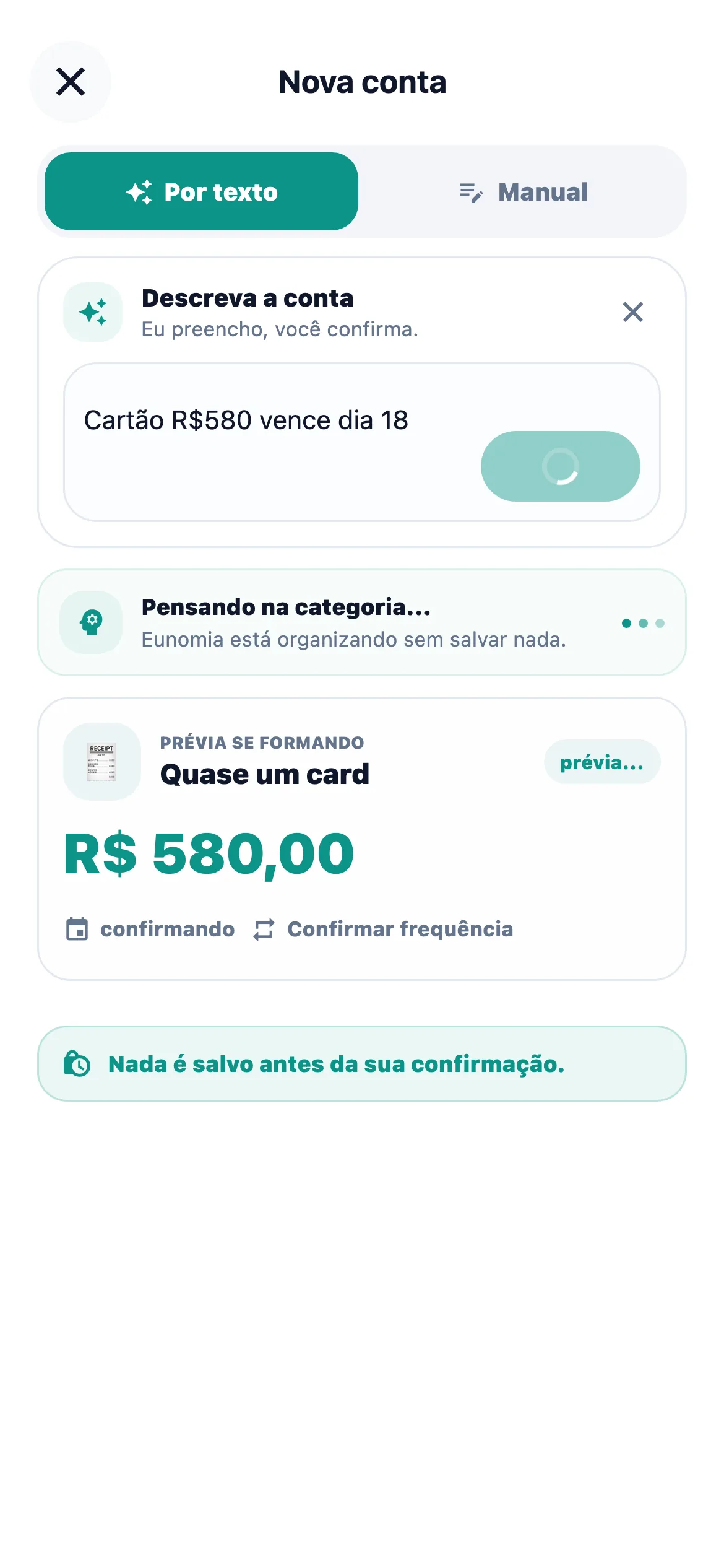 Tela do Cuidari para revisar uma conta recebida
